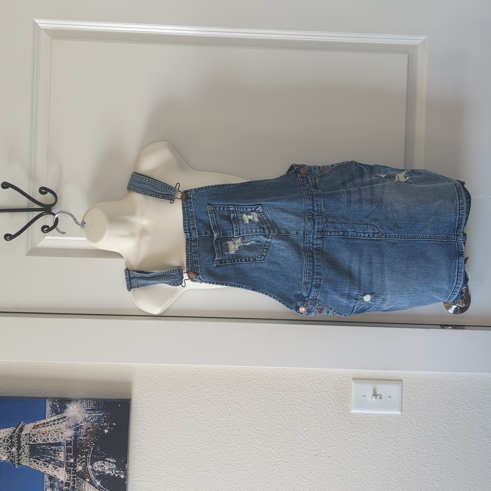 Maurices Blue Denim Overall Mini Dress